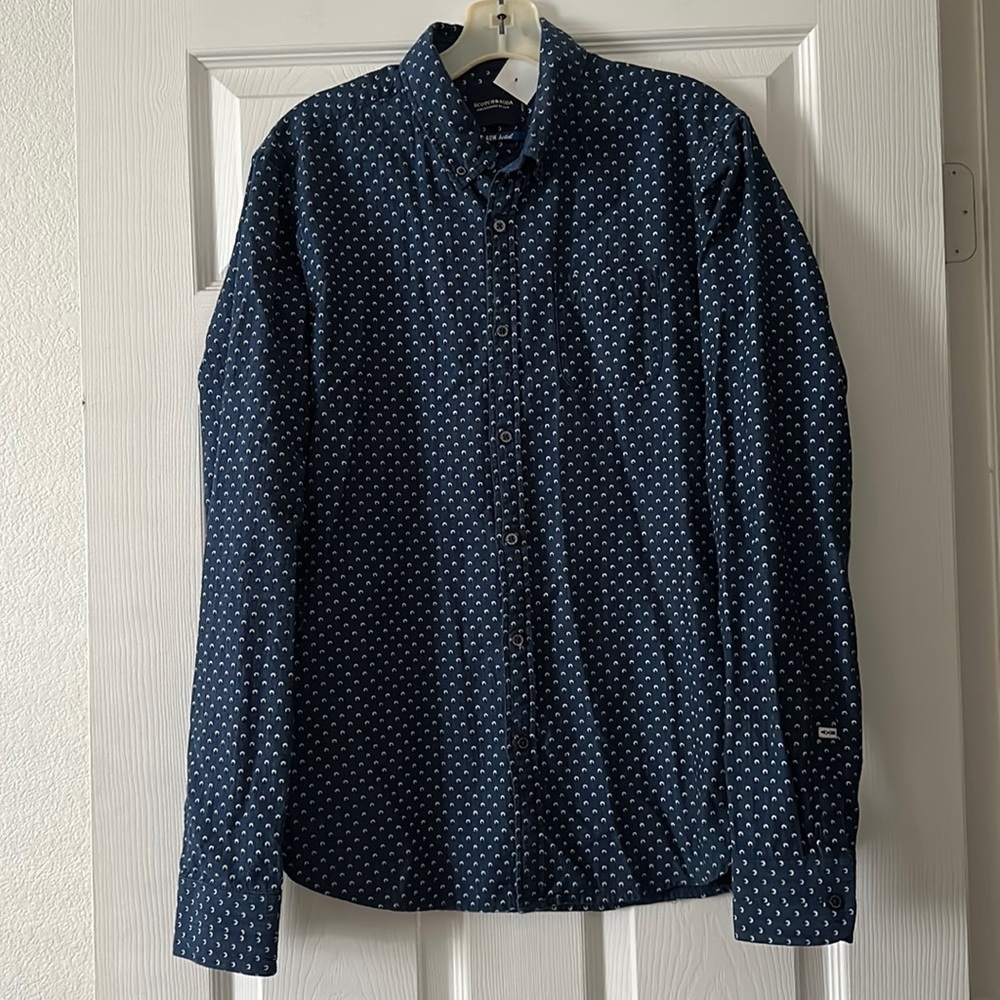 Scotch & Soda Blauw Hotel Button Up Shirt Size Medium